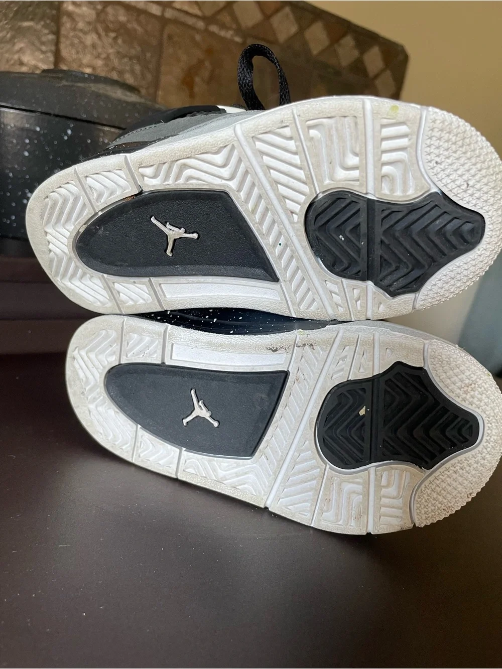 Jordan 4 retro fears Kids Gray and Black  Sneakers with White Accents